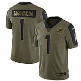 Nike Miami Dolphins 1 Tua Tagovailoa 2021 Olive Salute To Service Limited Jersey Dyin,baseball caps,new era cap wholesale,wholesale hats